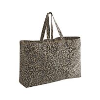 Leopard print canvas oversized tote bag