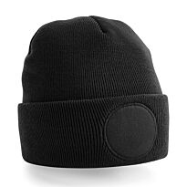 Circular patch beanie