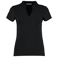 Women's corporate short-sleeved top v-neck mandarin collar (regular fit)