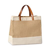 Adley jute with faux leather tote